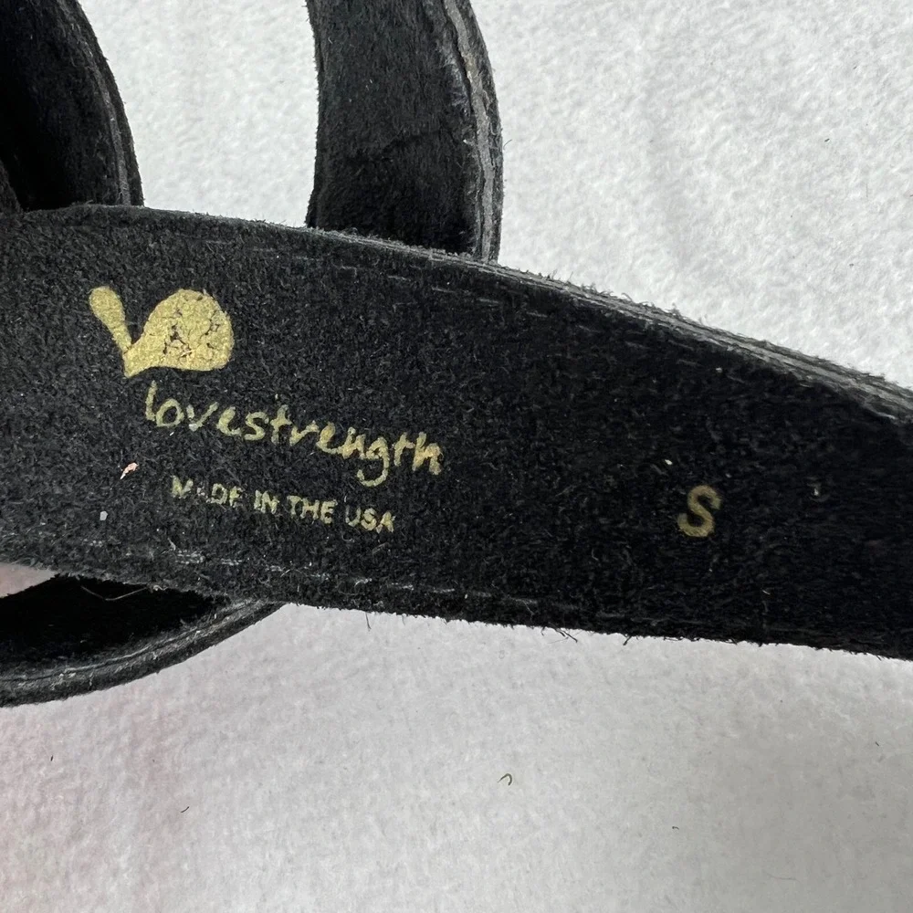Womens Black Leather Belt size Small Gemstone Buckle Made in USA Boho fstival - Picture 5 of 7
